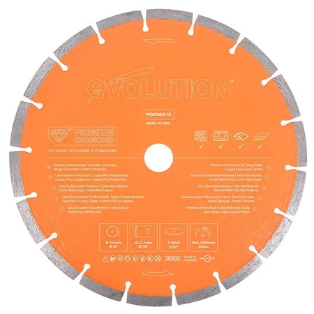 EVOLUTION 10" Premium Segmented Edge Diamond Blade PD255SEG-CS